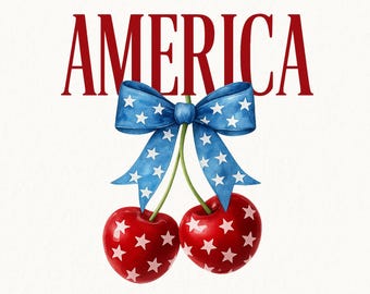 America Cherry Bow Png, Trendy July 4th Png, Usa Flag Png, Patriotic Png, Fourth of July Woman Png, Coquette Usa Png, Digital Download