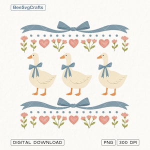 Vintage Blue Ribbon Goose Png, Retro Goose Sublimation, Cute 1980s Groovy Aesthetic Clipart, Goose Coquette, Ugly Sweater, Digital Svg Png