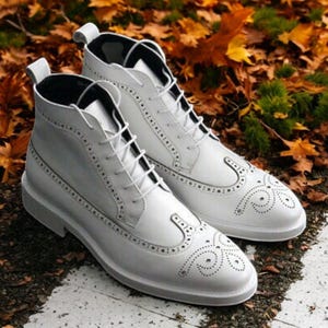 mens white leather dress boots LIBERTYZENO Mens Genuine Leather Ankle Boots Side Zipper Mens Dress Boots, Black