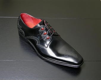 Voguecuir Men's Handmade Black Leather Lace Up Shoe, Men's Fashion Oxford Formal Shoes.