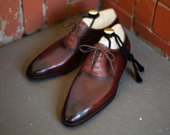 Handmade Leather Oxford Shoes: Men's Brown Lace Up Formal Wear
