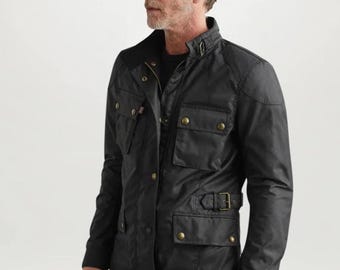 Chaqueta de moto Belstaff Adventure negra de algodón encerado de primera calidad, estilo Roadmaster vintage de los 80, chaqueta clásica de motociclista para turismo, regalo.