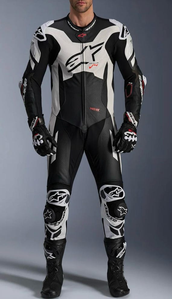 Alpinestars Men Motorbike Racing Suit Top Grain Cowhide Mild
