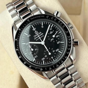 Vintage Omega Speedmaster automatisch chronograafhorloge zwarte wijzerplaat roestvrijstalen armband luxe Zwitsers uurwerk klassiek herenhorloge
