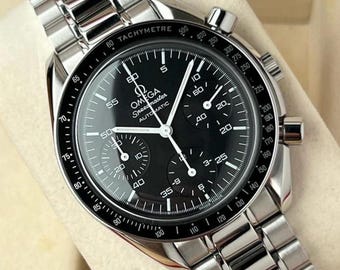 Vintage Omega Speedmaster Automatic Chronograph Watch Black Dial Stainless Steel Bracelet Luxury Swiss Timepiece Men Classic Collector Watch