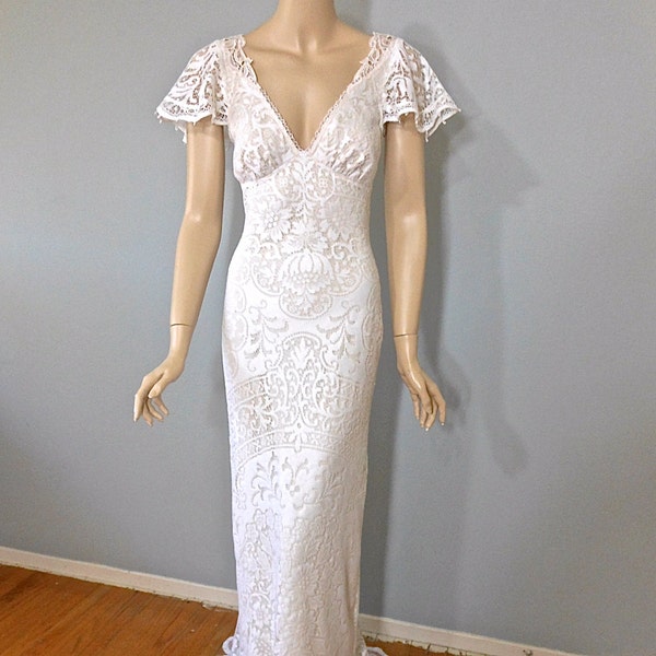 RESERVED Courtney VINTAGE Inspired Lace Wedding Dress BoHO Wedding Dress UNIQUE Wedding Dress Sz Small