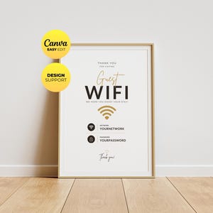 Aesthetic Boho Wifi Password Sign | Printable Internet Notice For Cafe Boutique | Bed And Breakfast Decor | Editable Spa Digital Template