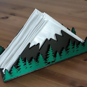 Porta tovaglioli in legno ispirato alla montagna, per la vostra cucina o ristorante