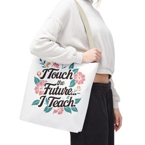 教師用トートバッグ - 花柄キャンバスバッグ、再利用可能なショッピングバッグ、大型の持ち運び用トートバッグ、教育者へのギフト、学校の先生へのギフト