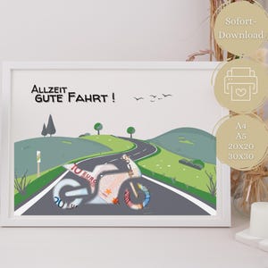 Geldgeschenk für Motorradfahrer Geschenkidee Motorrad DIY Geschenk Last Minute Geburtstagsgeschenk Allzeit Gute Fahrt PDF Download