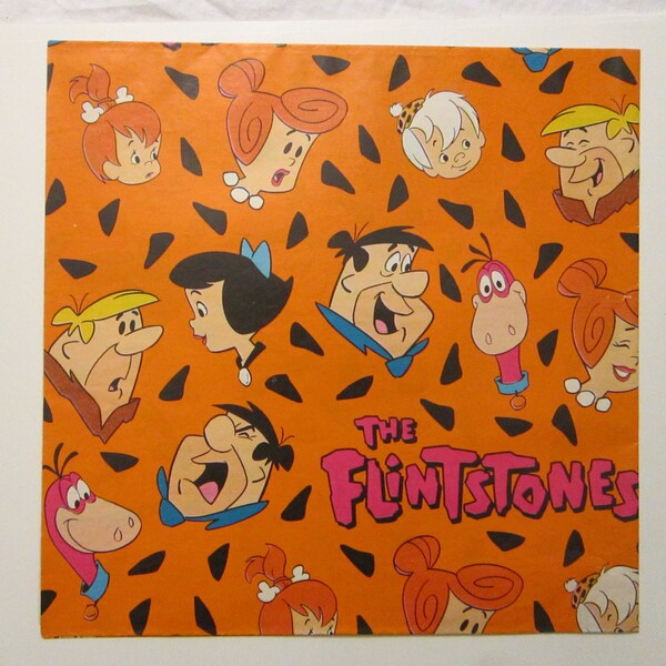 vintage FLINTSTONES gift wrap - 2 sheets - 20 x 30 inches - circa 1994 - wrapping paper