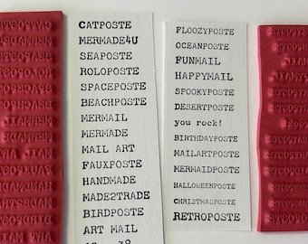 tiny rubber stamps for faux postage - mail art stamps, art mail - unmounted rubber stamps