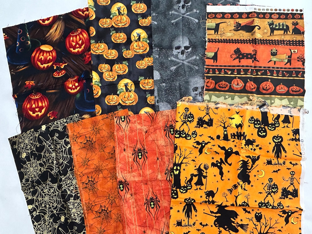 Halloween Quilting Fabric Destash All Cotton Jack O' Etsy