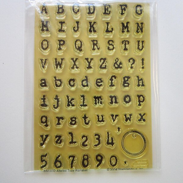 alphabet stamps - unmounted clear stamps - ALTERED TYPE font - cling mount - Stampendous 2004