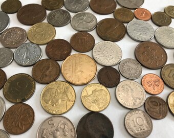 50 vintage foreign coins - vintage coins for collecting or crafting - A50