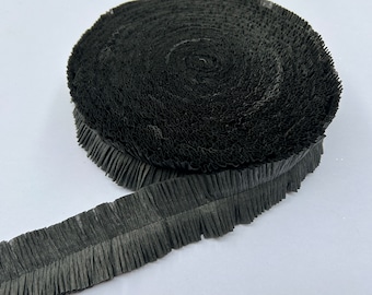 ruffled crepe festooning - black crepe ruffle - YOUR CHOICE length for rosettes, decorations and more - B