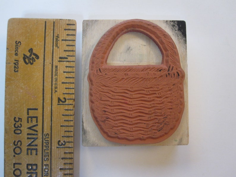 vintage rubber stamp used rubber stamp willow basket stamp PSX G-1373 country basket stamp 1994