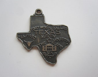 vintage sterling STATE MAP charm - Texas State charm - sterling silver charm