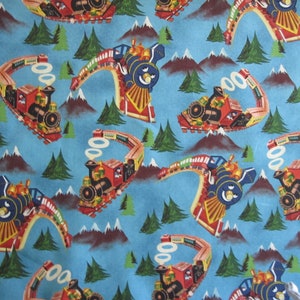 fabric BTY - Little Engine that Could train fabric - Peter Pan and Cricket Records 2010 all cotton, quilting weight