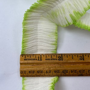 ruffled crepe paper white with green tint YOUR CHOICE length festooning for rosettes, decoration, and more, ruffled crepe streamer image 3