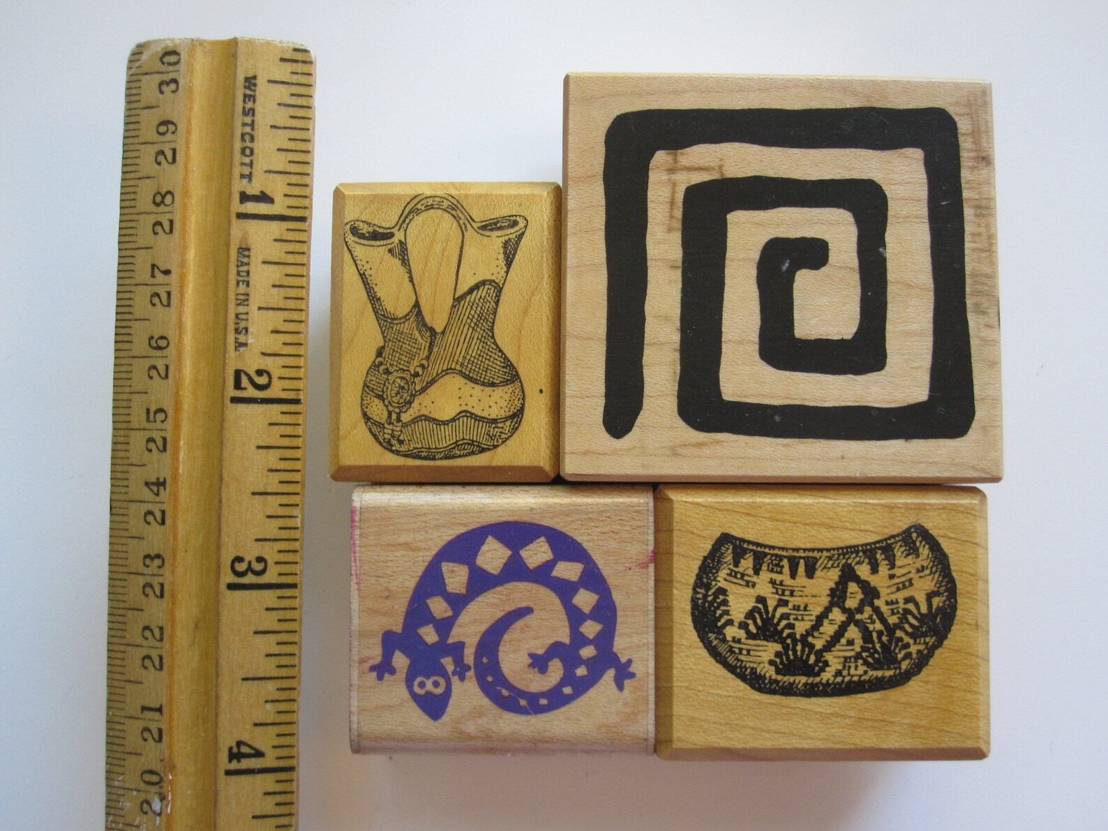 4 Rubber Stamps Southwest Stamps Pottery Stamps Square Etsy