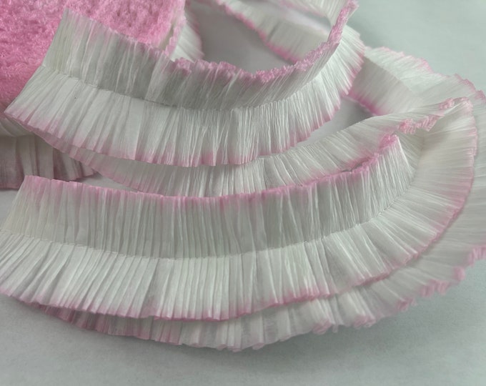 Recepit Paper Texture Ruffled Ruffled Crepe Paper White With Pale Pink Tint YOUR CHOICE Length ...