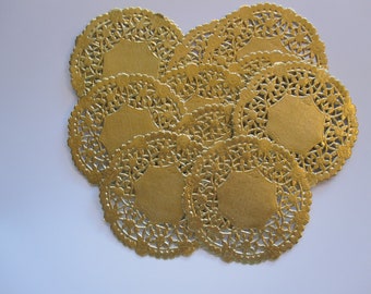 50 gold paper doilies - 4 inch doilies