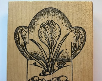 vintage rubber stamp - crocus panel stamp - Kate Darnell TooMuchFun Rubberstamps, 1993 - SC03 D18