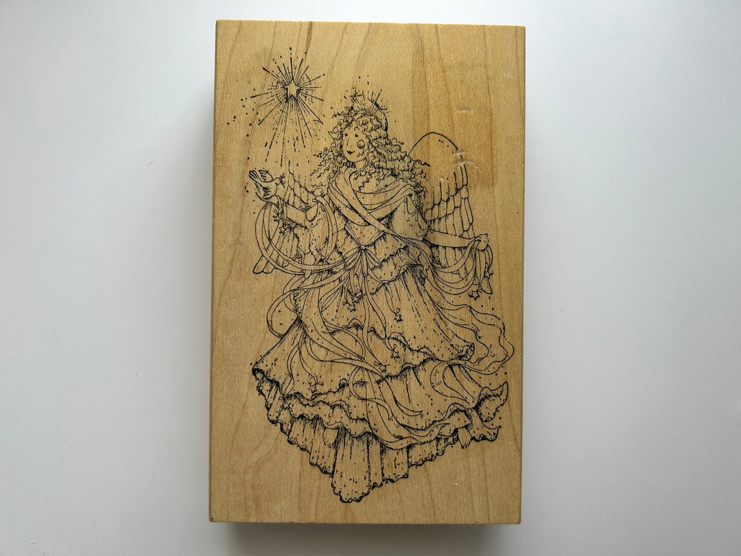 Vintage Rubber Stamp Large Angel Stamp Peddler's Pack Etsy