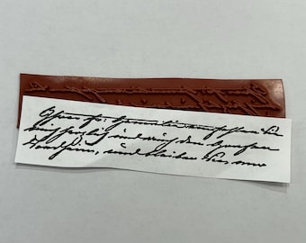 script handwriting rubber stamp - 1.1625 x 5.625 inches - unmounted - 7150
