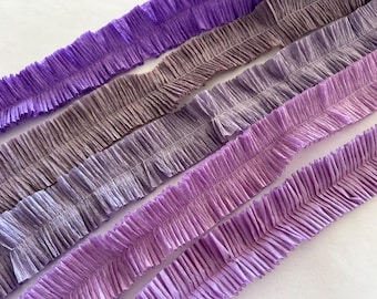 ruffled vintage crepe paper - PURPLE shades - your choice length/color for rosettes decor & more, festooning - small batch, limited quantity