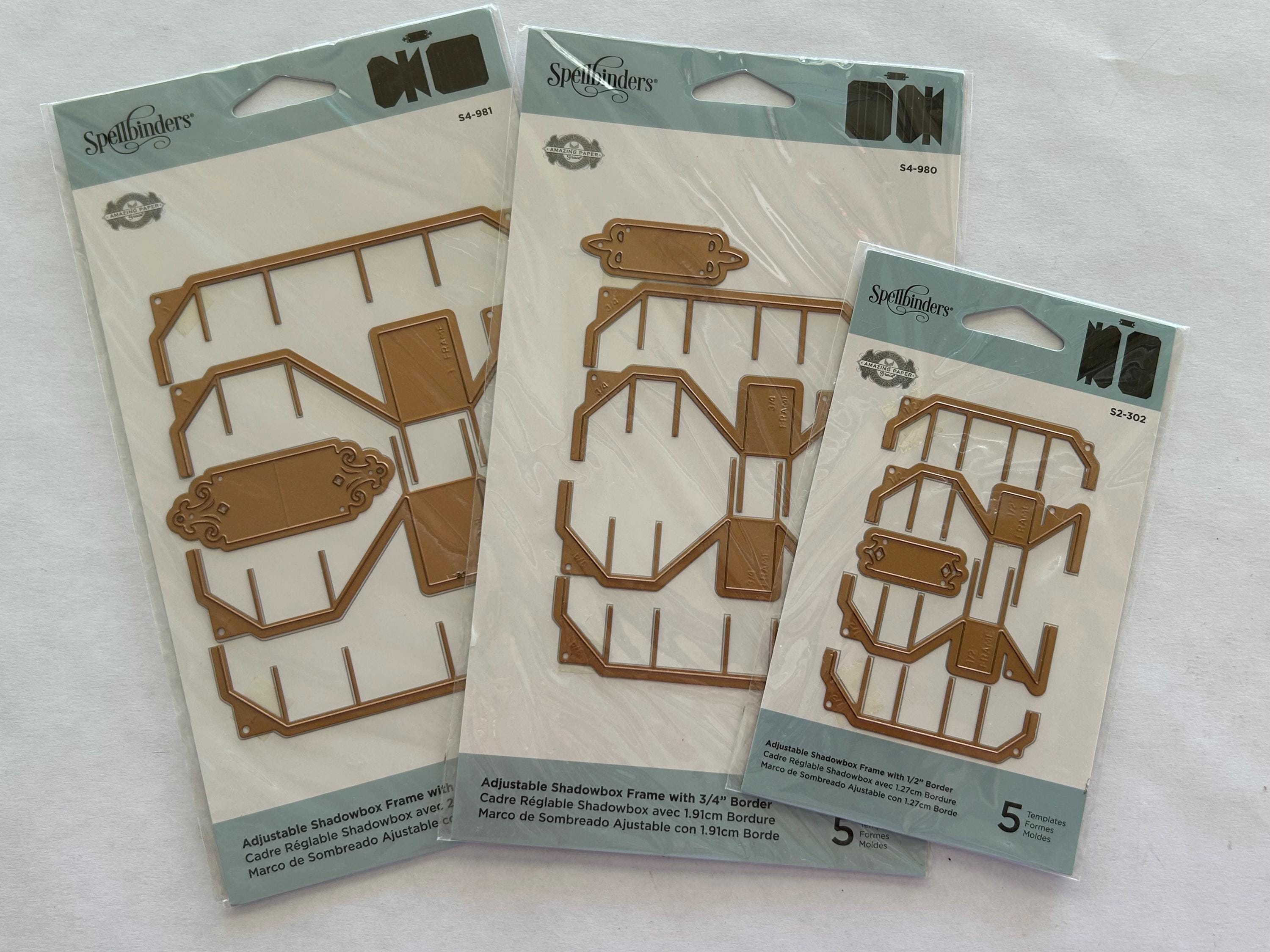 3 pkgs cutting dies - Spellbinders SHADOWBOX FRAME dies in 3 sizes - 1/2 inch, 3/4 inch and 1 inch borders - GR01 Z55