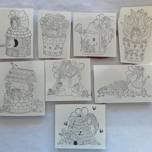 8 rubber stamps - fairy stamps, Linda Grayson Stamps Happen fairy pixie stamps, unmounted de-blocked used stamps - UMB10A
