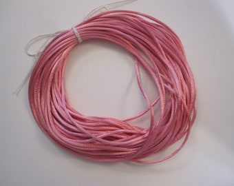 10 yards rat tail cord - 2mm wide - medium PINK satin cord