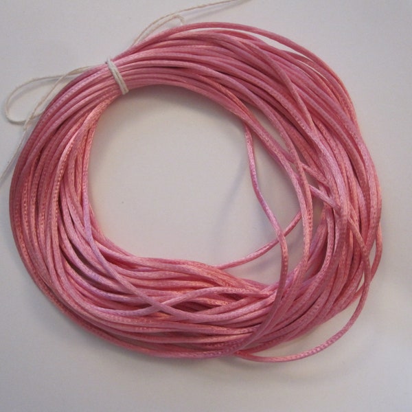 10 yards rat tail cord - 2mm wide - medium PINK satin cord