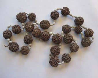 vintage Rudraksha beads - 24 beads, 25 inches - as is