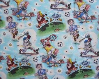 1.5 yards fabric - SPORTS fabric, It's All About Laughter Gary Patterson fabric - all cotton, quilting weight