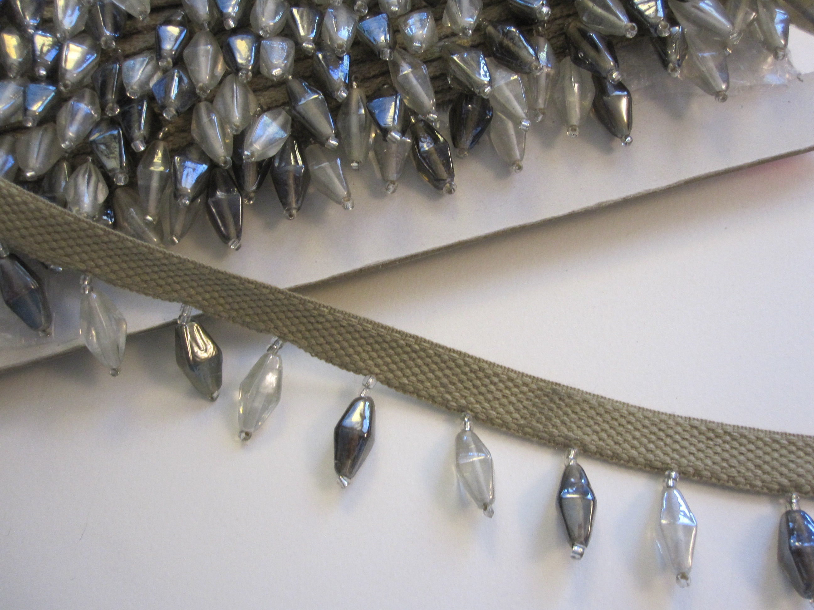 Beaded fringe trim by the yard glass beads clear and gray Etsy