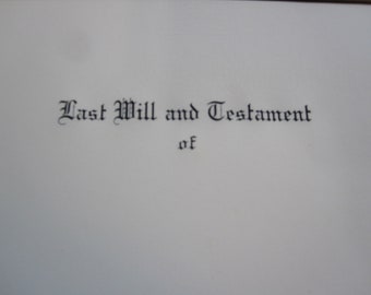 10 sheets vintage LAST WILL and TESTAMENT paper - 8.5 x 13 inches - Wilber's Quality Parchment Bond watermark