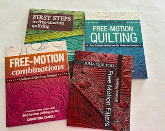 4 quilting books - First Steps to Free-motion Quilting, Step-by-Step Free-Motion Quilting,Free-motion Combinations, , Free Motion Files