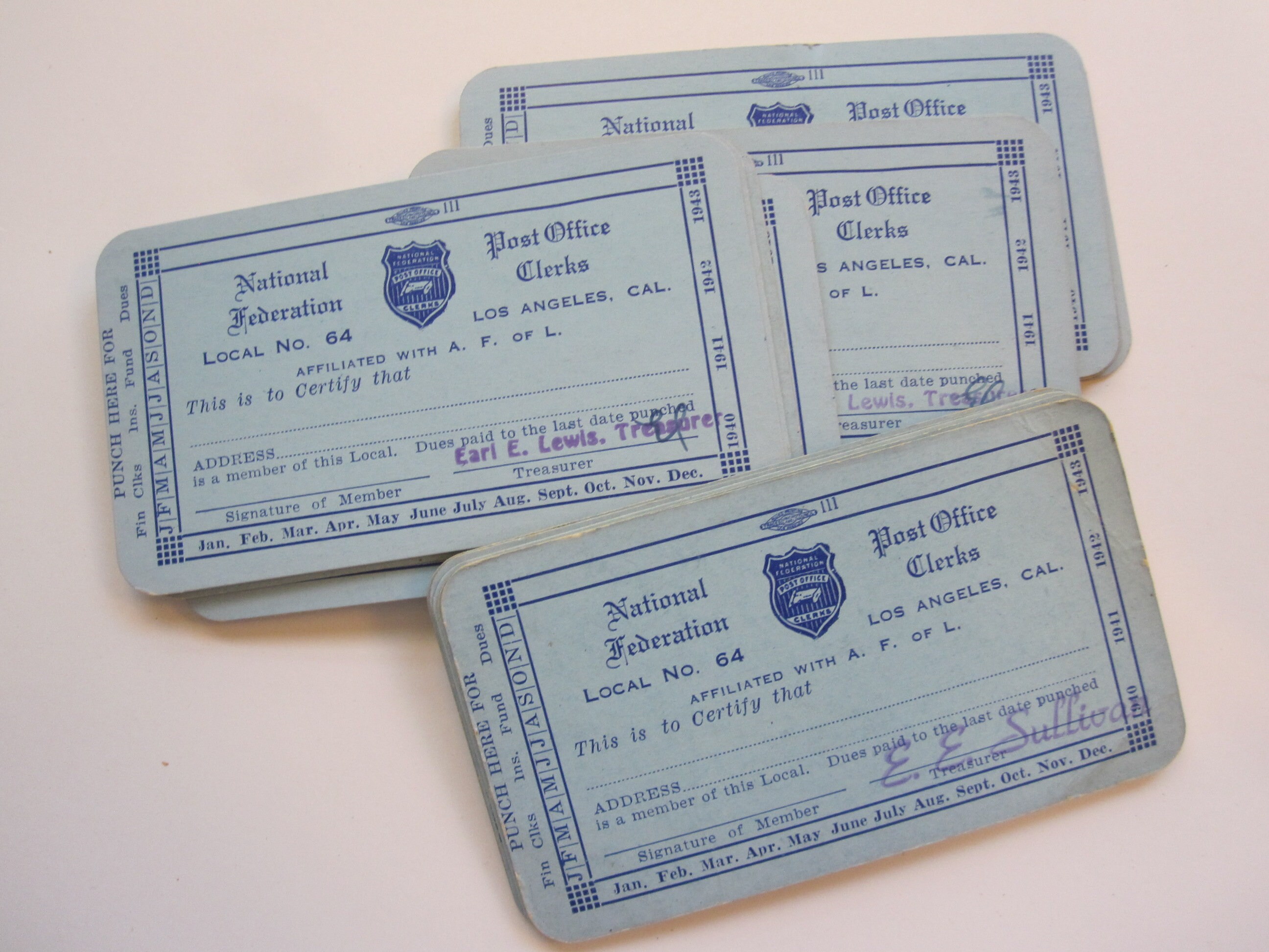 5-vintage-1940s-los-angeles-post-office-clerks-dues-cards-etsy-uk