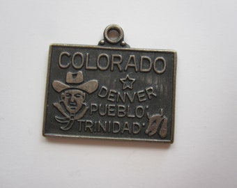 vintage sterling STATE MAP charm - Colorado state charm - sterling silver charm