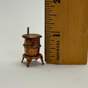 vintage copper dollhouse miniature - potbelly stove - approx 1 inch