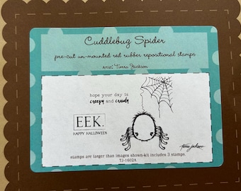 3 tampons en caoutchouc - Jeu d'estampes ARAIGNÉE POUSSIN, araignée mignonne avec des sentiments - Unity Stamp Company - X2