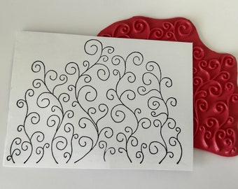 rubber stamp - spiral kelp background stamp - rubber only or cling - unmounted 7098