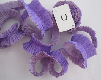 handmade ruffled crepe paper - lavender and lilac double layer ruffle - ruffled crepe festooning for rosettes, decoration, and more
