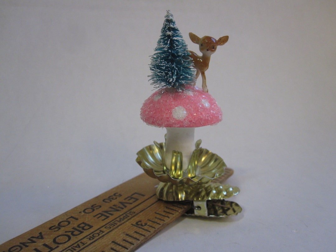 Handmade Clipon Mushroom Ornament Vintage Inspired Spun Etsy