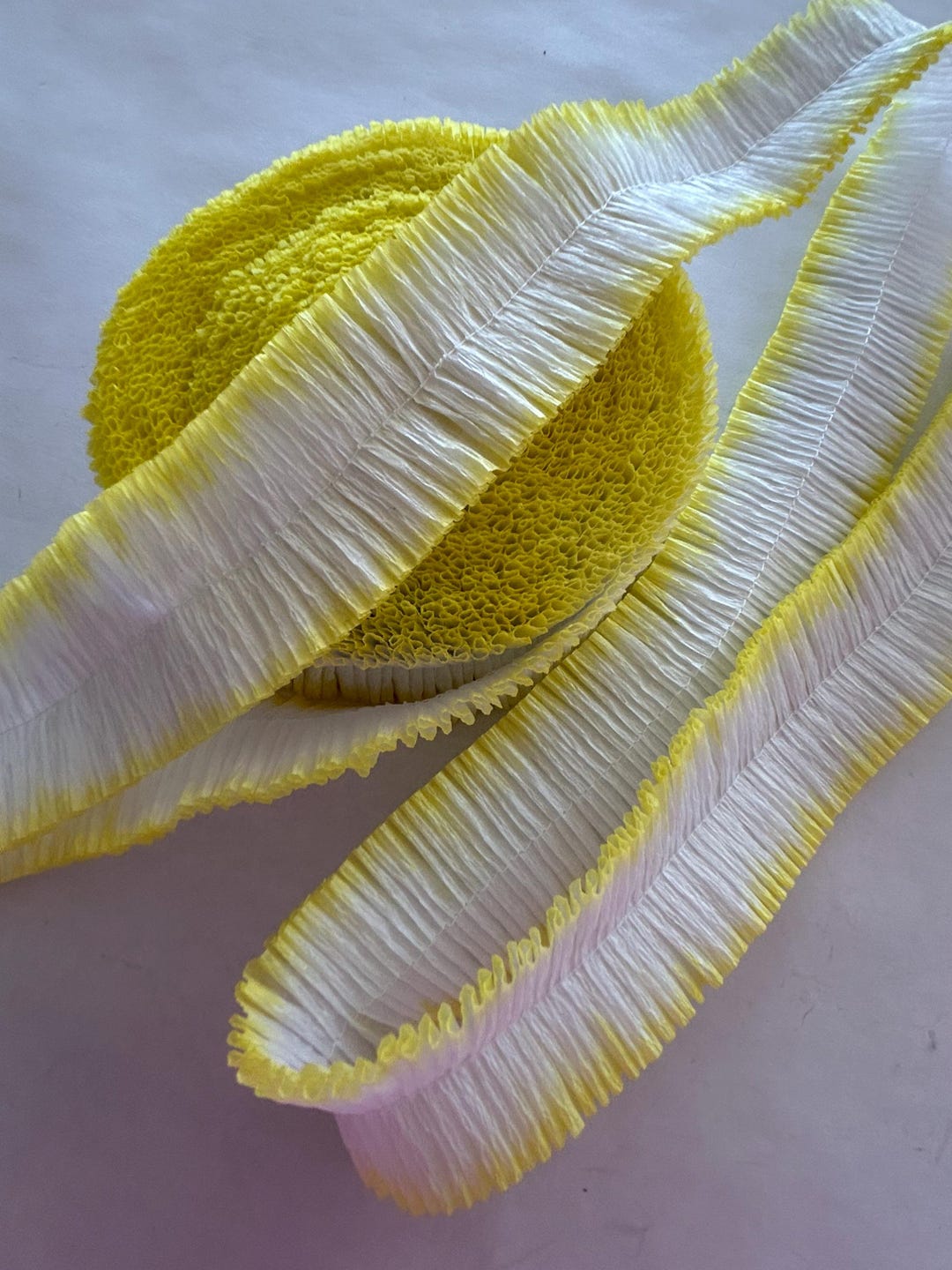Ruffled Crepe Paper - White With Yellow Tint - YOUR CHOICE Length ...