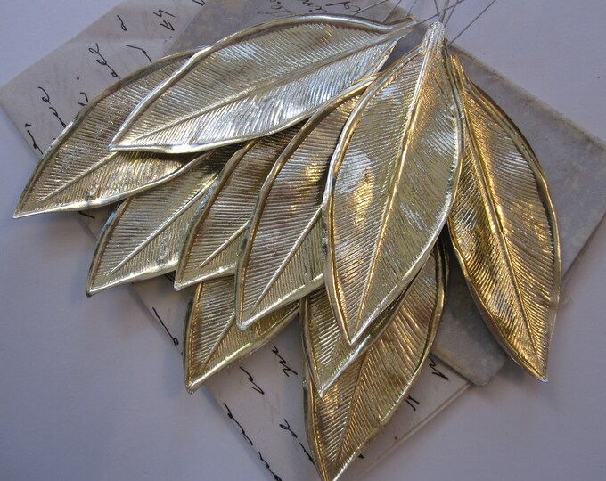 10 Vintage Foil Paper Leaves 3.25 Inch Gold Foil Leaves Etsy