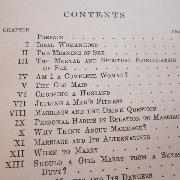 antique book - WOMANHOOD and MARRIAGE - circa 1923 - fabulous read - how to choose a husband